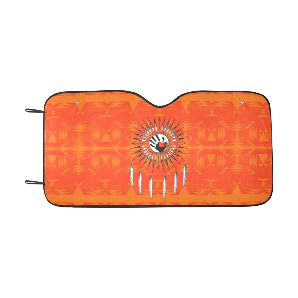 Between the Mountains Orange Feather Directions Car Sun Shade 55"x30" Car Sun Shade e-joyer