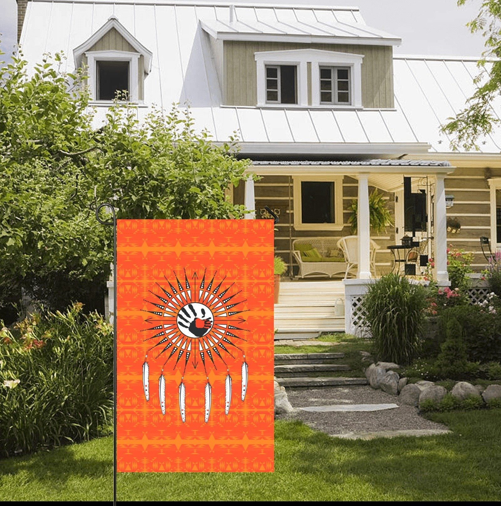 Between the Mountains Orange - Feather Directions Garden Flag 36''x60'' (Two Sides Printing) Garden Flag 36‘’x60‘’ (Two Sides) e-joyer
