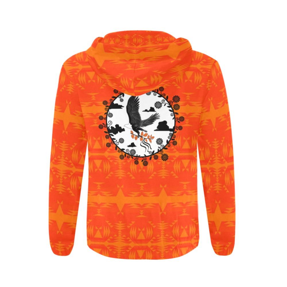 Between the Mountains Orange Orange Carrying Their Prayers All Over Print Full Zip Hoodie for Men (Model H14) All Over Print Full Zip Hoodie for Men (H14) e-joyer