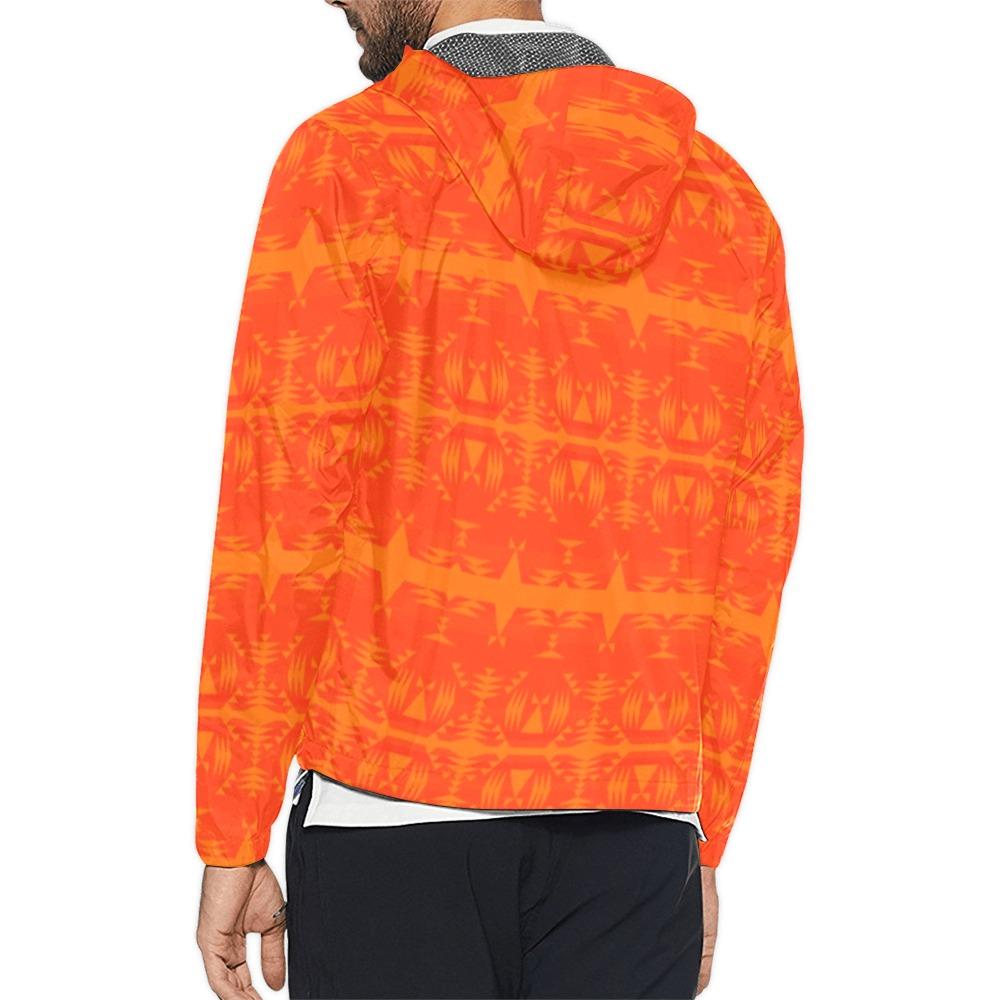 Between the Mountains Orange Unisex All Over Print Windbreaker (Model H23) All Over Print Windbreaker for Men (H23) e-joyer