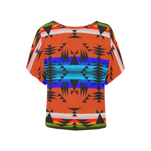 Between the Mountains Orange Women's Batwing-Sleeved Blouse T shirt (Model T44) Women's Batwing-Sleeved Blouse T shirt (T44) e-joyer