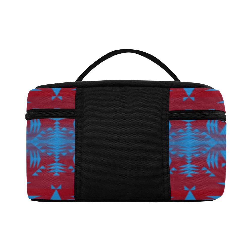 Between the Mountains Red Teal Cosmetic Bag/Large (Model 1658) Cosmetic Bag e-joyer