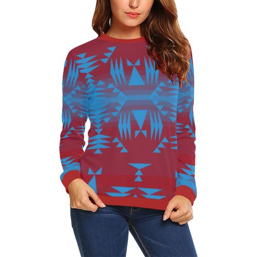 Between the Mountains Sierra Deep Lake All Over Print Crewneck Sweatshirt for Women (Model H18) Crewneck Sweatshirt for Women (H18) e-joyer