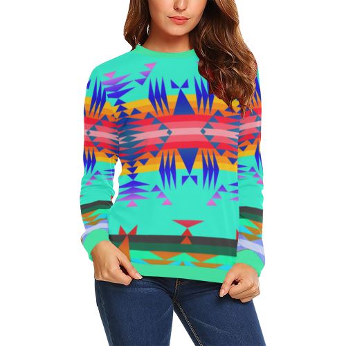 Between the Mountains Spring All Over Print Crewneck Sweatshirt for Women (Model H18) Crewneck Sweatshirt for Women (H18) e-joyer