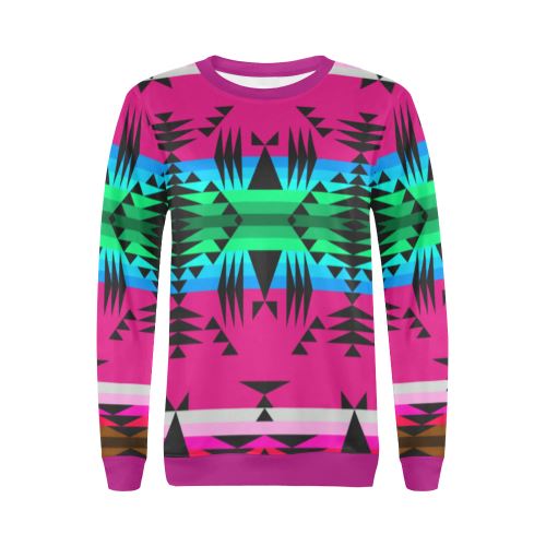 Between the Mountains Sunset All Over Print Crewneck Sweatshirt for Women (Model H18) Crewneck Sweatshirt for Women (H18) e-joyer