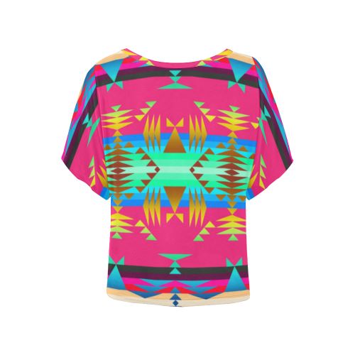 Between the Mountains Sunset Sky Women's Batwing-Sleeved Blouse T shirt (Model T44) Women's Batwing-Sleeved Blouse T shirt (T44) e-joyer