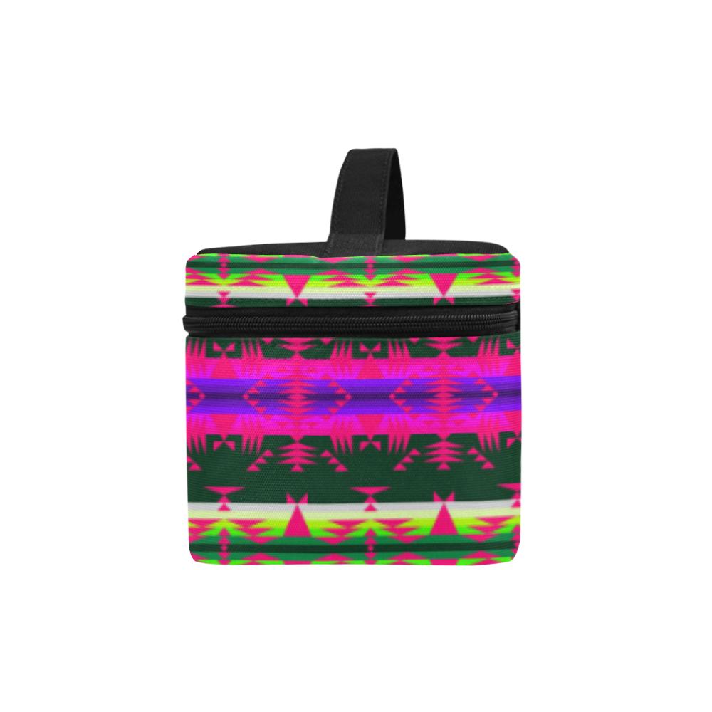 Between the Mountains Teal Pink Cosmetic Bag/Large (Model 1658) Cosmetic Bag e-joyer