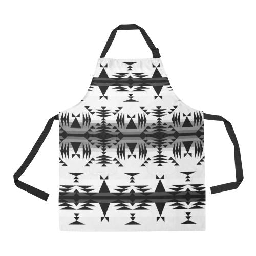 Between the Mountains White and Black All Over Print Apron All Over Print Apron e-joyer