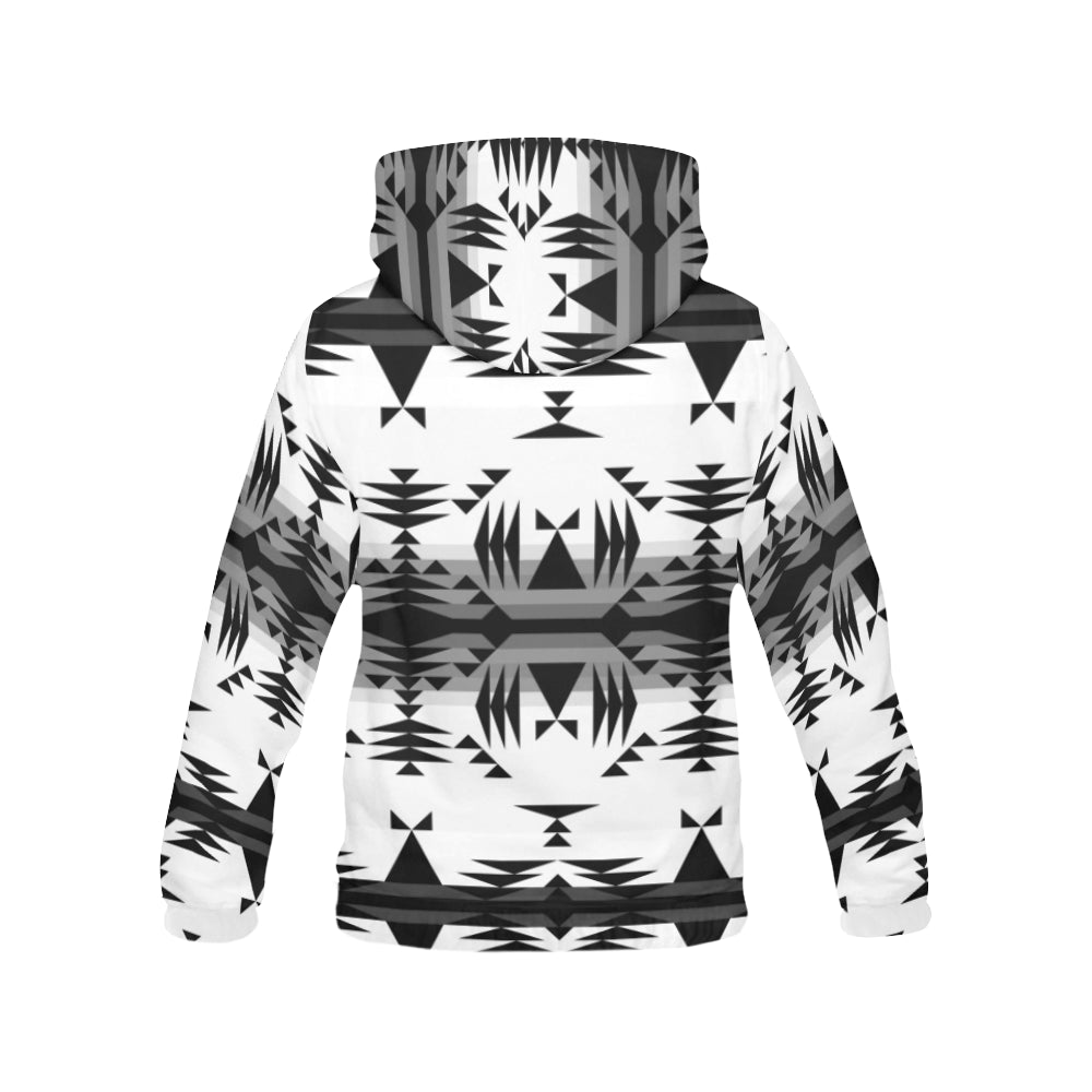 Between the Mountains White and Black All Over Print Hoodie for Women (USA Size) (Model H13) Hoodie e-joyer