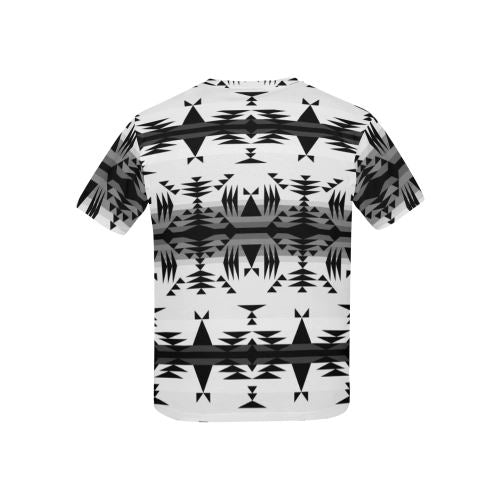 Between the Mountains White and Black All Over Print T-shirt for Kid (USA Size) (Model T40) All Over Print T-shirt for Kid (T40) e-joyer