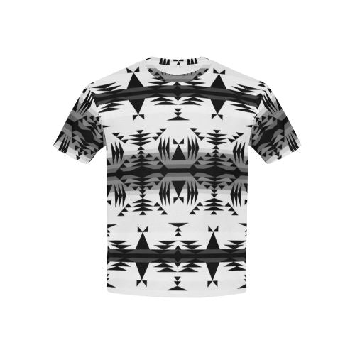 Between the Mountains White and Black All Over Print T-shirt for Kid (USA Size) (Model T40) All Over Print T-shirt for Kid (T40) e-joyer