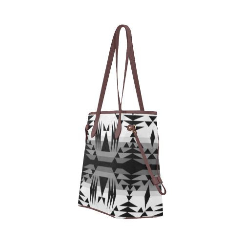 Between the Mountains White and Black Clover Canvas Tote Bag (Model 1661) Clover Canvas Tote Bag (1661) e-joyer
