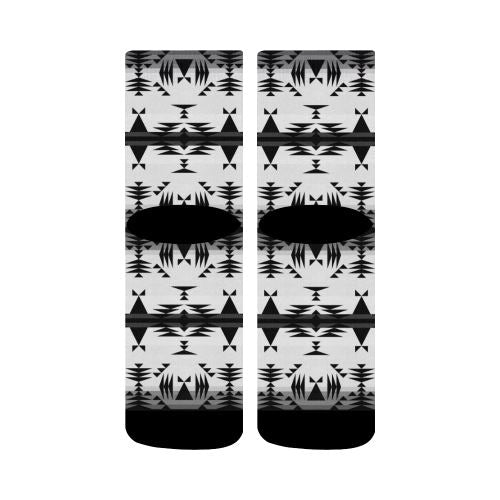 Between the Mountains White and Black Crew Socks Crew Socks e-joyer