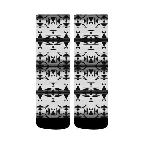 Between the Mountains White and Black Crew Socks Crew Socks e-joyer
