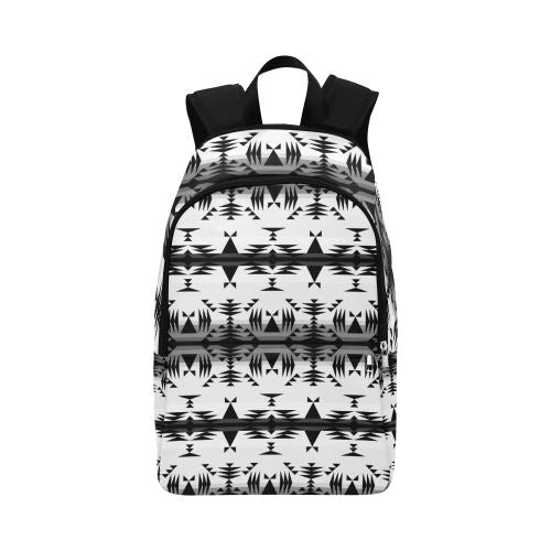Between the Mountains White and Black Fabric Backpack for Adult (Model 1659) Casual Backpack for Adult (1659) e-joyer