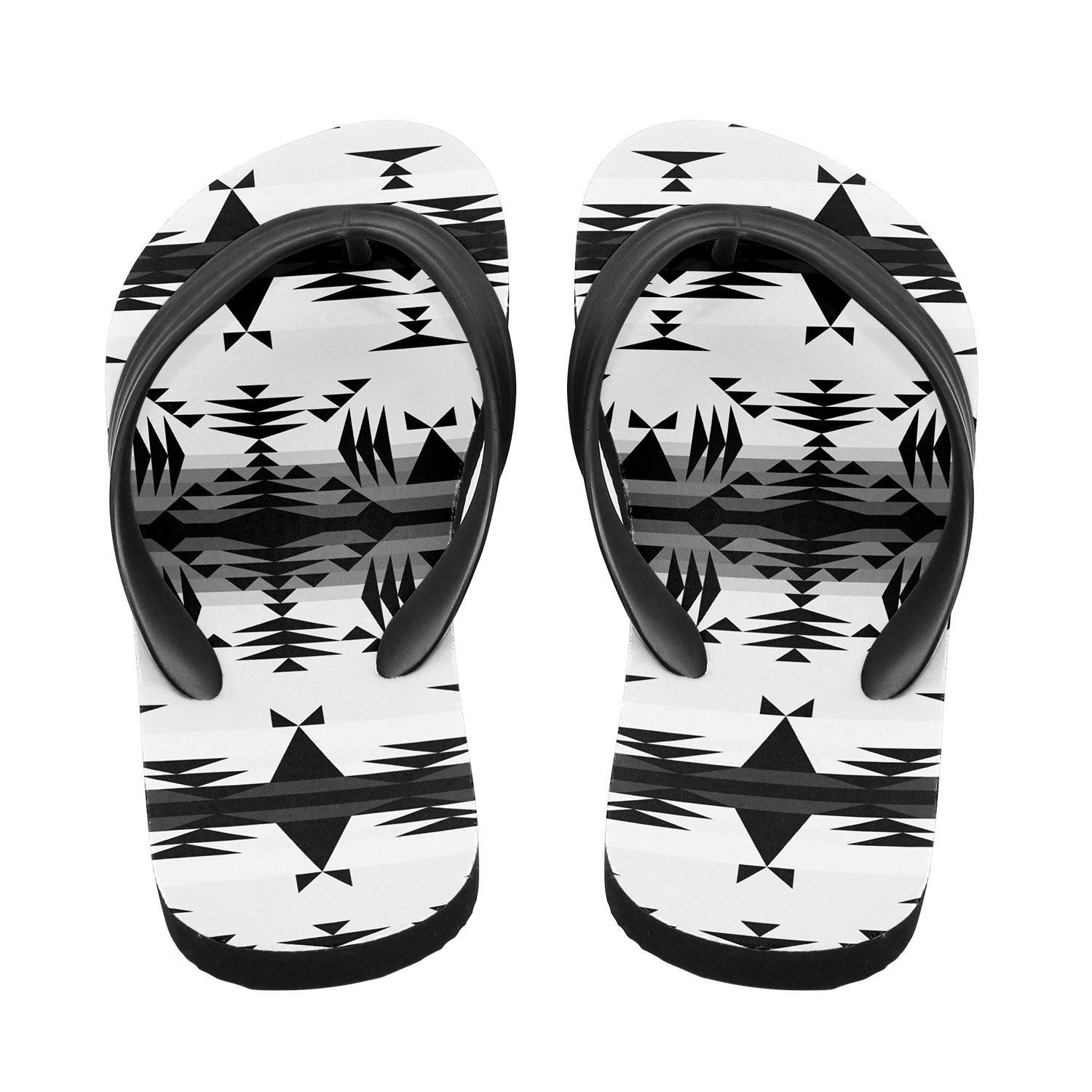 Between the Mountains White and Black Flip Flops 49 Dzine