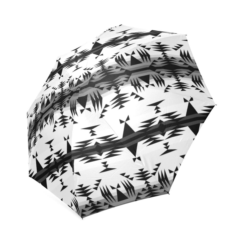 Between the Mountains White and Black Foldable Umbrella Foldable Umbrella e-joyer