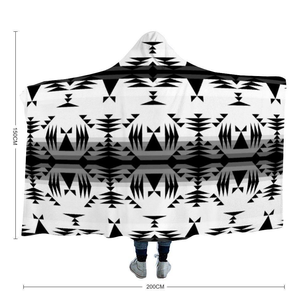 Between the Mountains White and Black Hooded Blanket 49 Dzine