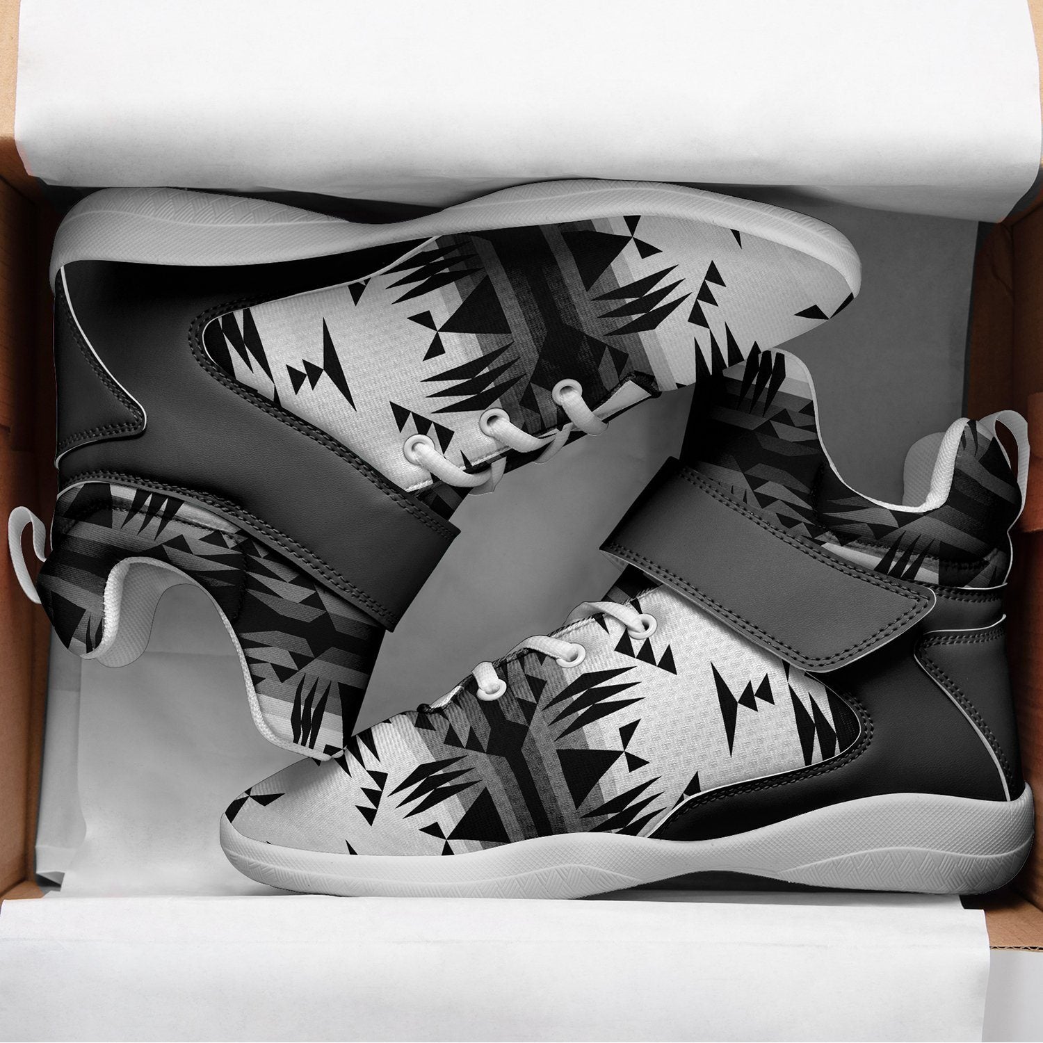 Between the Mountains White and Black Ipottaa Basketball / Sport High Top Shoes 49 Dzine