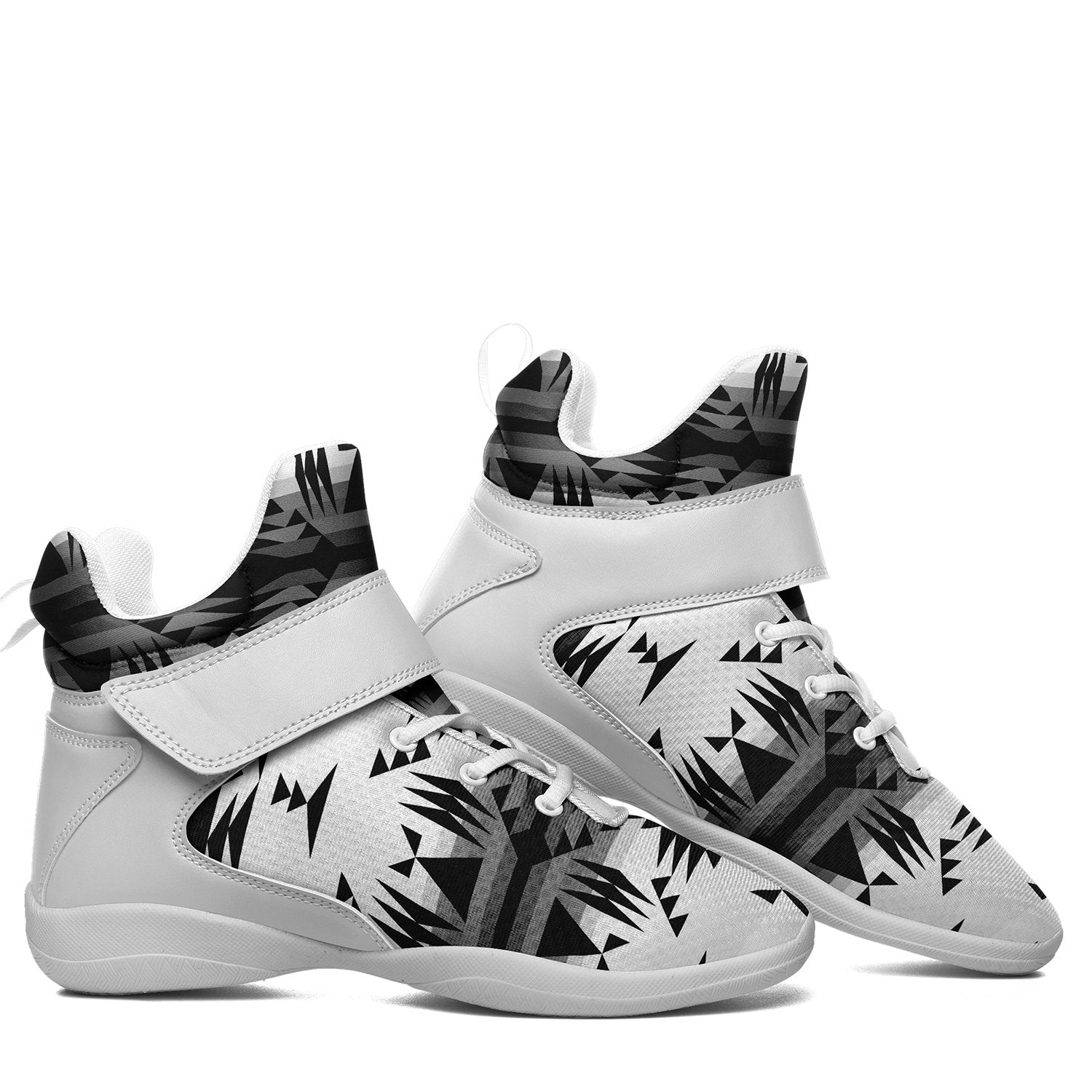 Between the Mountains White and Black Ipottaa Basketball / Sport High Top Shoes 49 Dzine