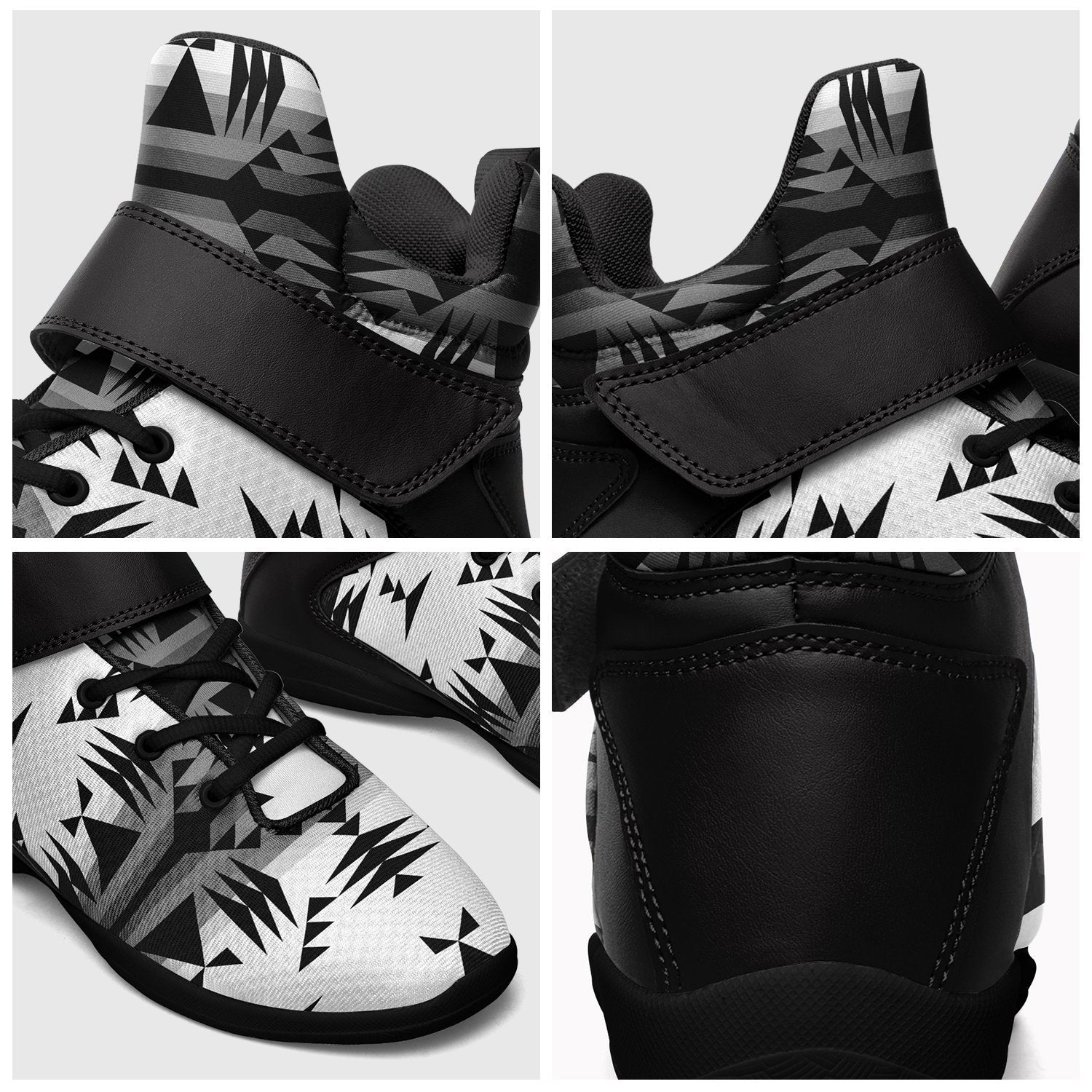 Between the Mountains White and Black Ipottaa Basketball / Sport High Top Shoes - Black Sole 49 Dzine