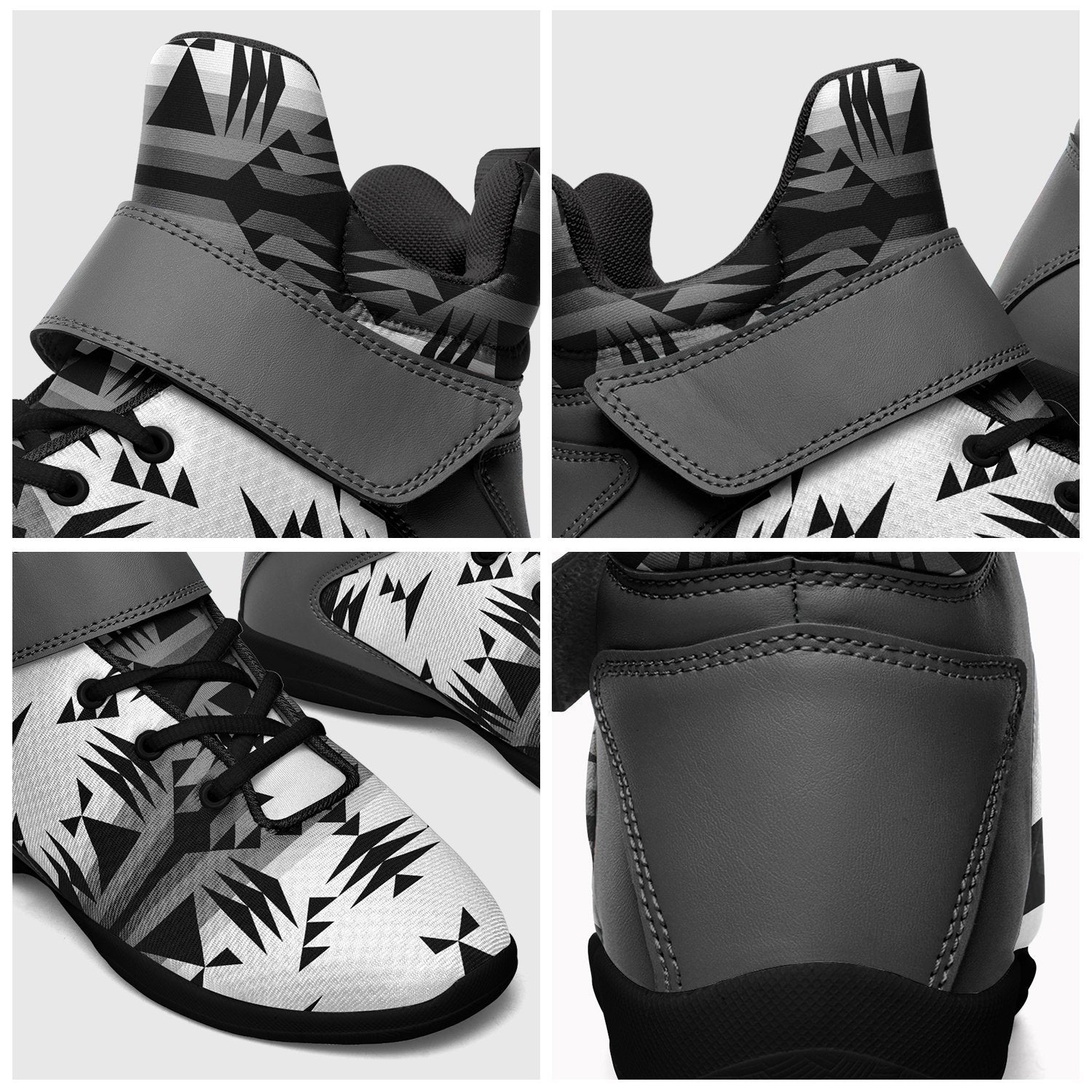 Between the Mountains White and Black Ipottaa Basketball / Sport High Top Shoes - Black Sole 49 Dzine