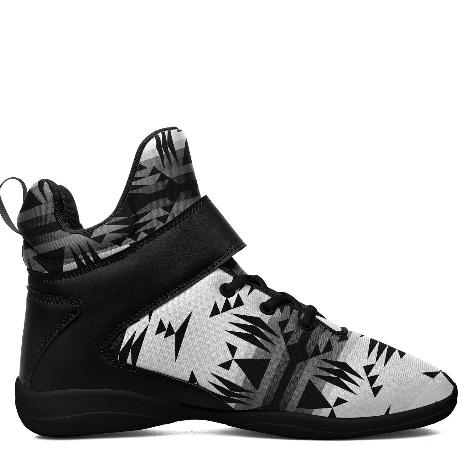 Between the Mountains White and Black Ipottaa Basketball / Sport High Top Shoes - Black Sole 49 Dzine