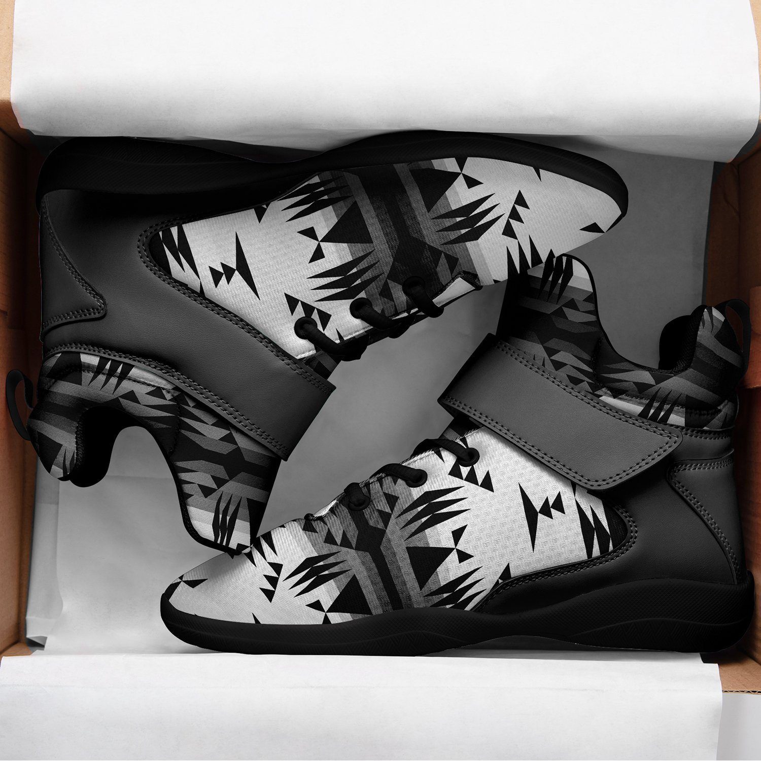 Between the Mountains White and Black Ipottaa Basketball / Sport High Top Shoes - Black Sole 49 Dzine