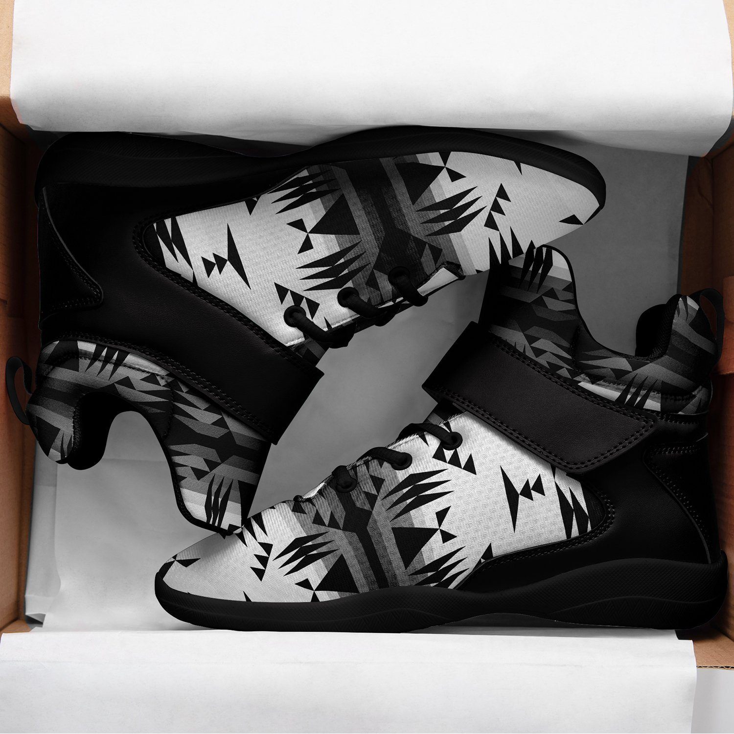 Between the Mountains White and Black Ipottaa Basketball / Sport High Top Shoes - Black Sole 49 Dzine
