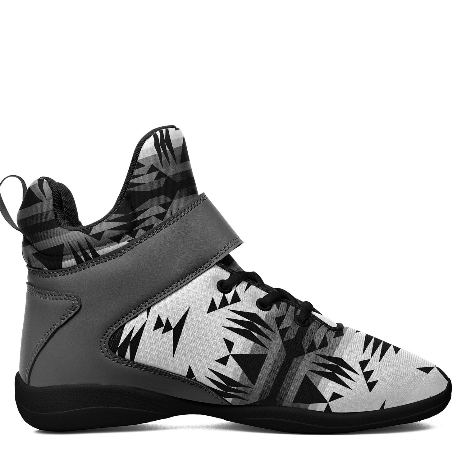 Between the Mountains White and Black Ipottaa Basketball / Sport High Top Shoes - Black Sole 49 Dzine