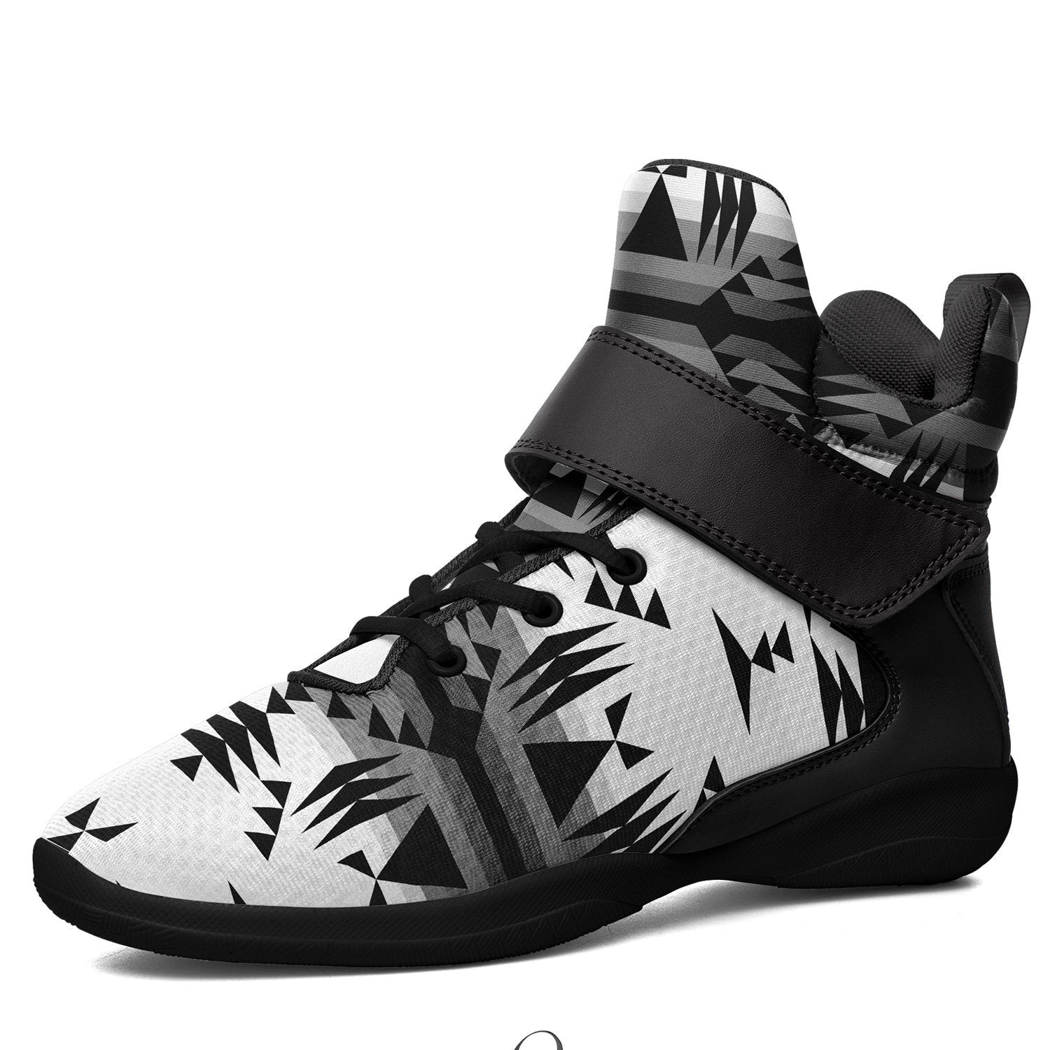 Between the Mountains White and Black Ipottaa Basketball / Sport High Top Shoes - Black Sole 49 Dzine