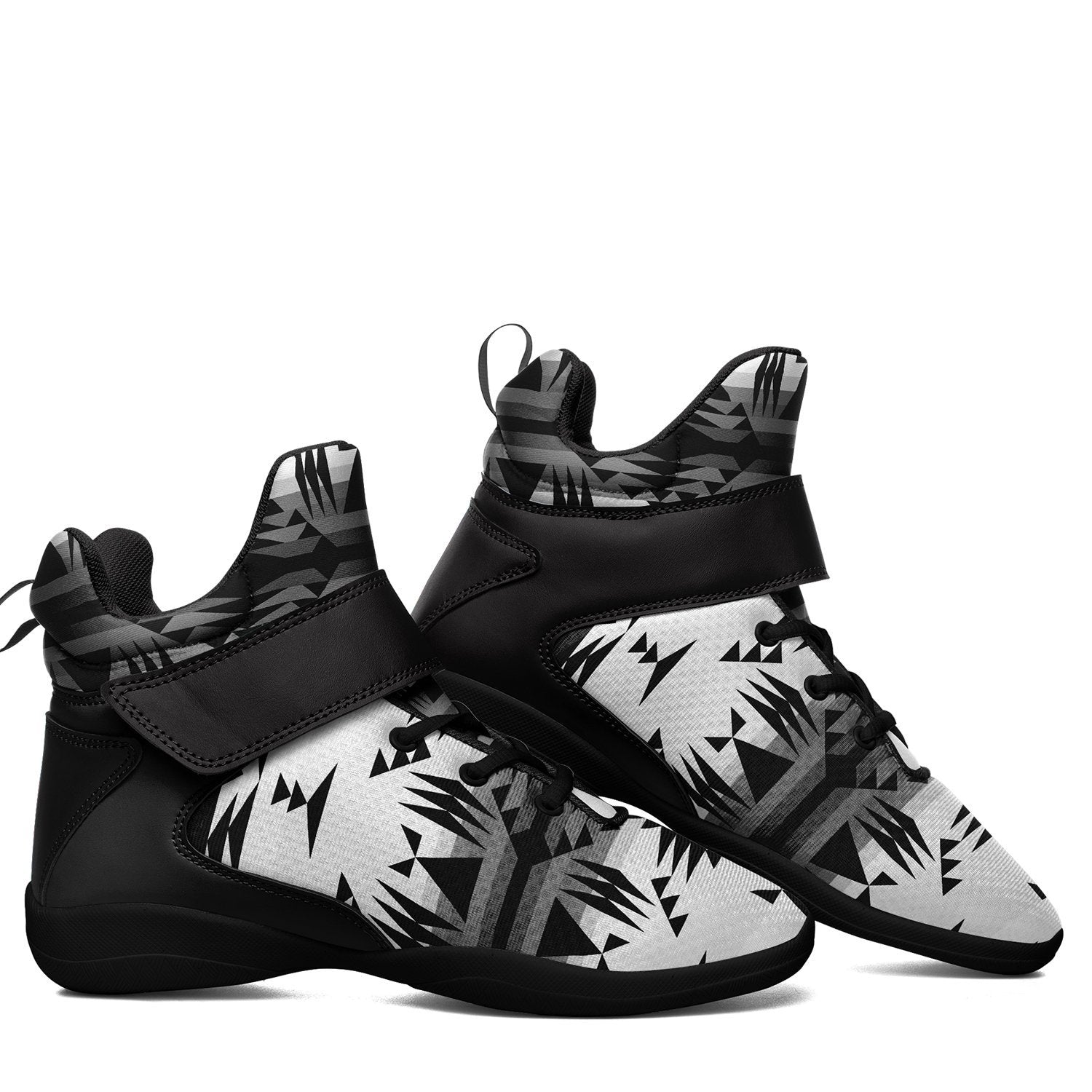 Between the Mountains White and Black Ipottaa Basketball / Sport High Top Shoes - Black Sole 49 Dzine