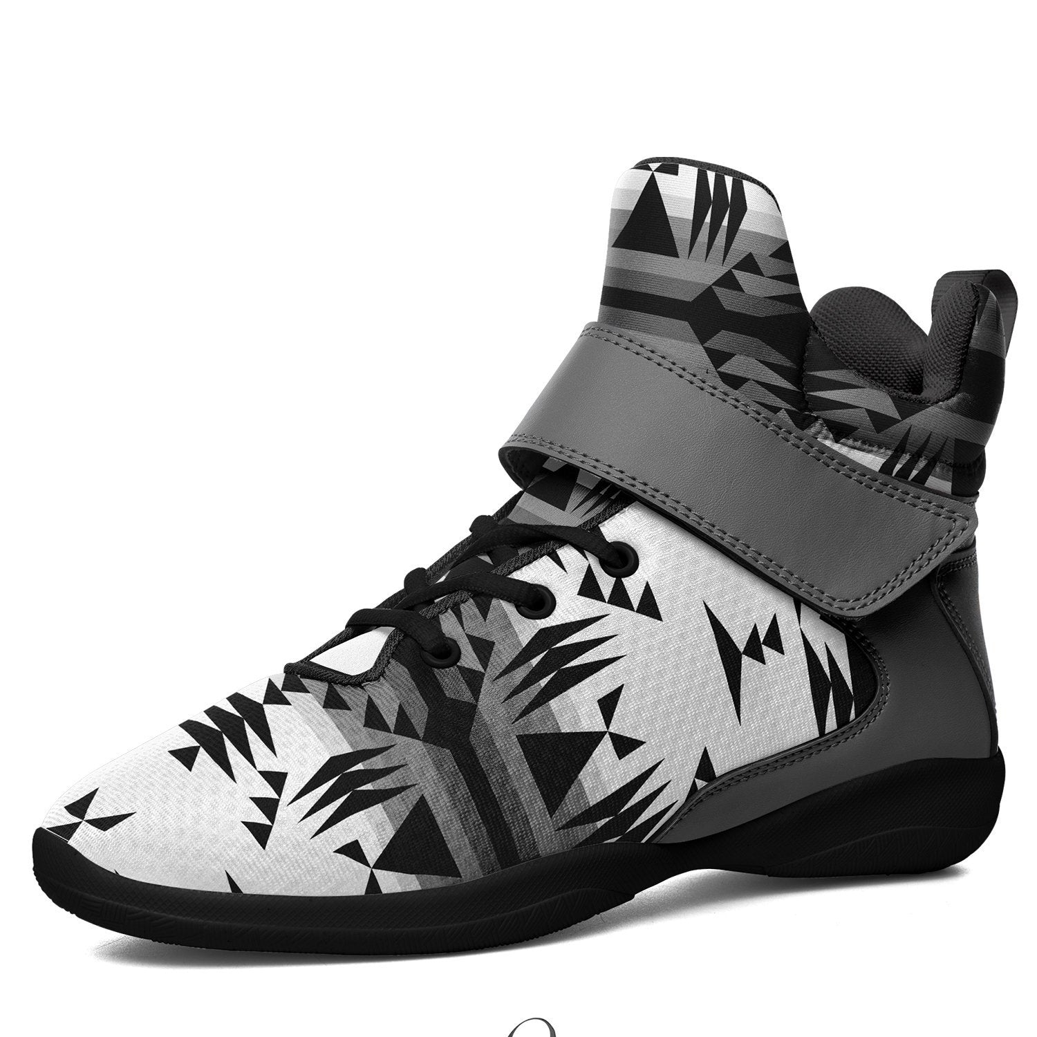 Between the Mountains White and Black Ipottaa Basketball / Sport High Top Shoes - Black Sole 49 Dzine