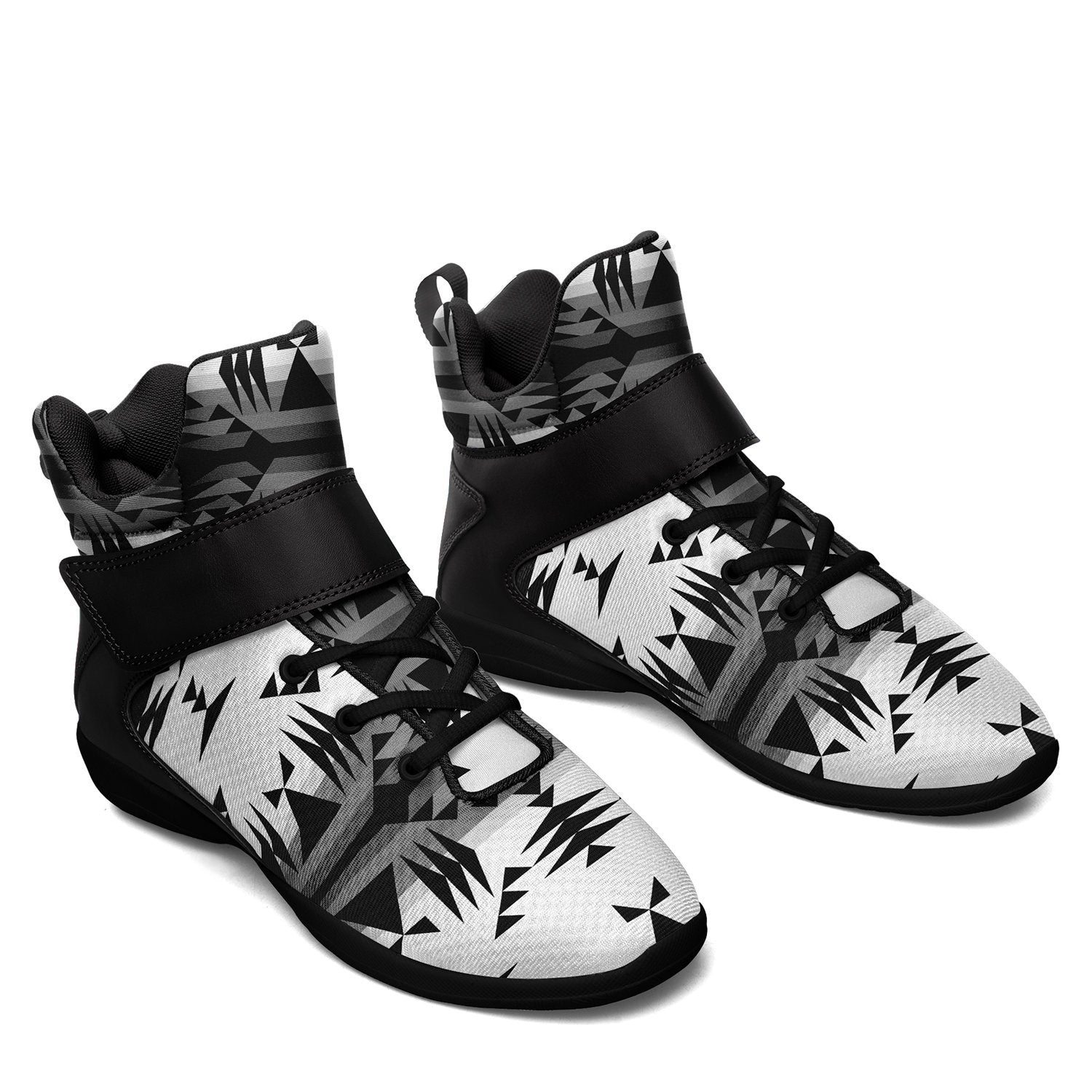 Between the Mountains White and Black Ipottaa Basketball / Sport High Top Shoes - Black Sole 49 Dzine