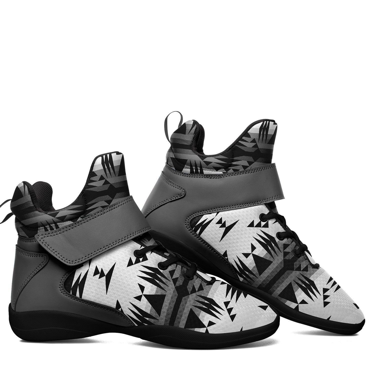Between the Mountains White and Black Ipottaa Basketball / Sport High Top Shoes - Black Sole 49 Dzine