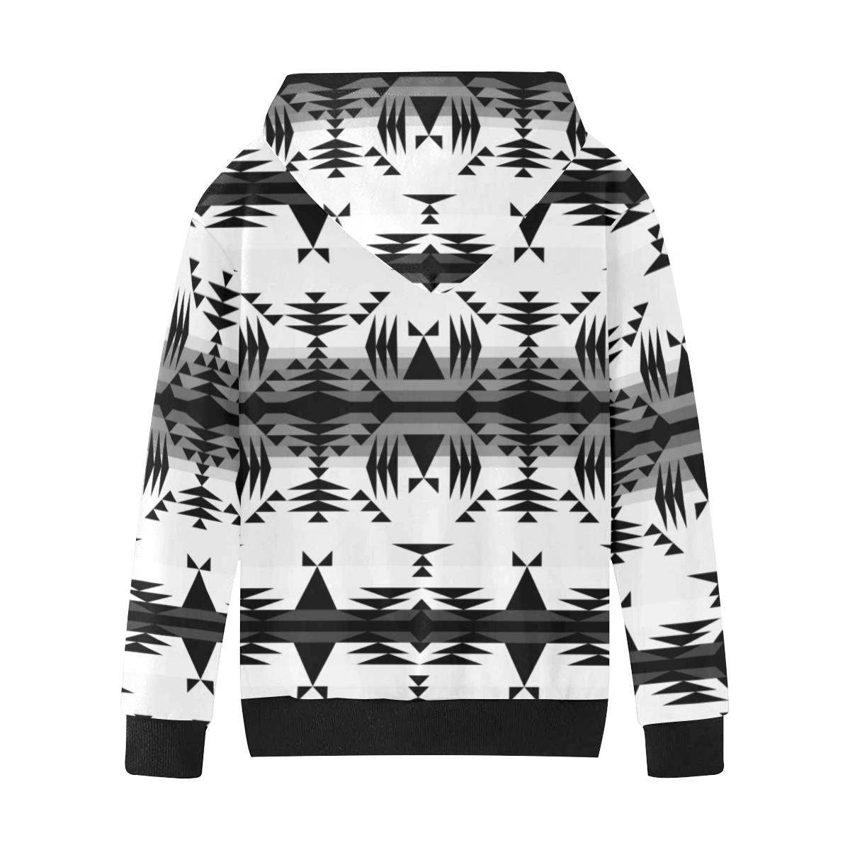 Between the Mountains White and Black Kids' All Over Print Hoodie (Model H38) Kids' AOP Hoodie (H38) e-joyer