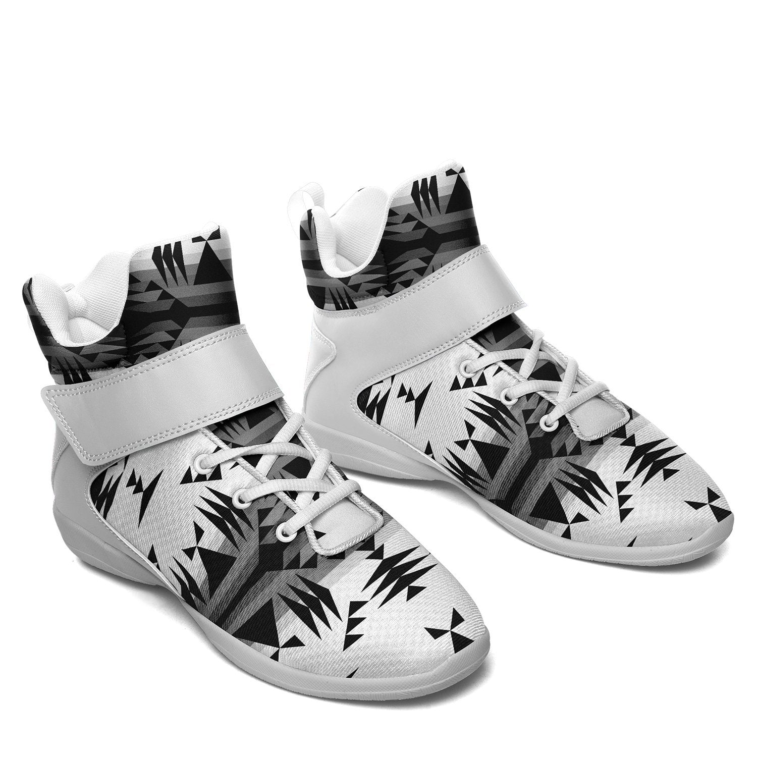 Between the Mountains White and Black Kid's Ipottaa Basketball / Sport High Top Shoes 49 Dzine