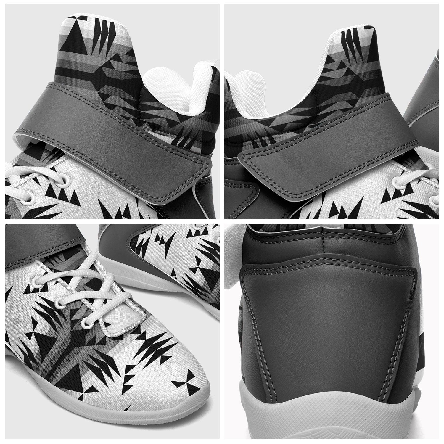 Between the Mountains White and Black Kid's Ipottaa Basketball / Sport High Top Shoes 49 Dzine