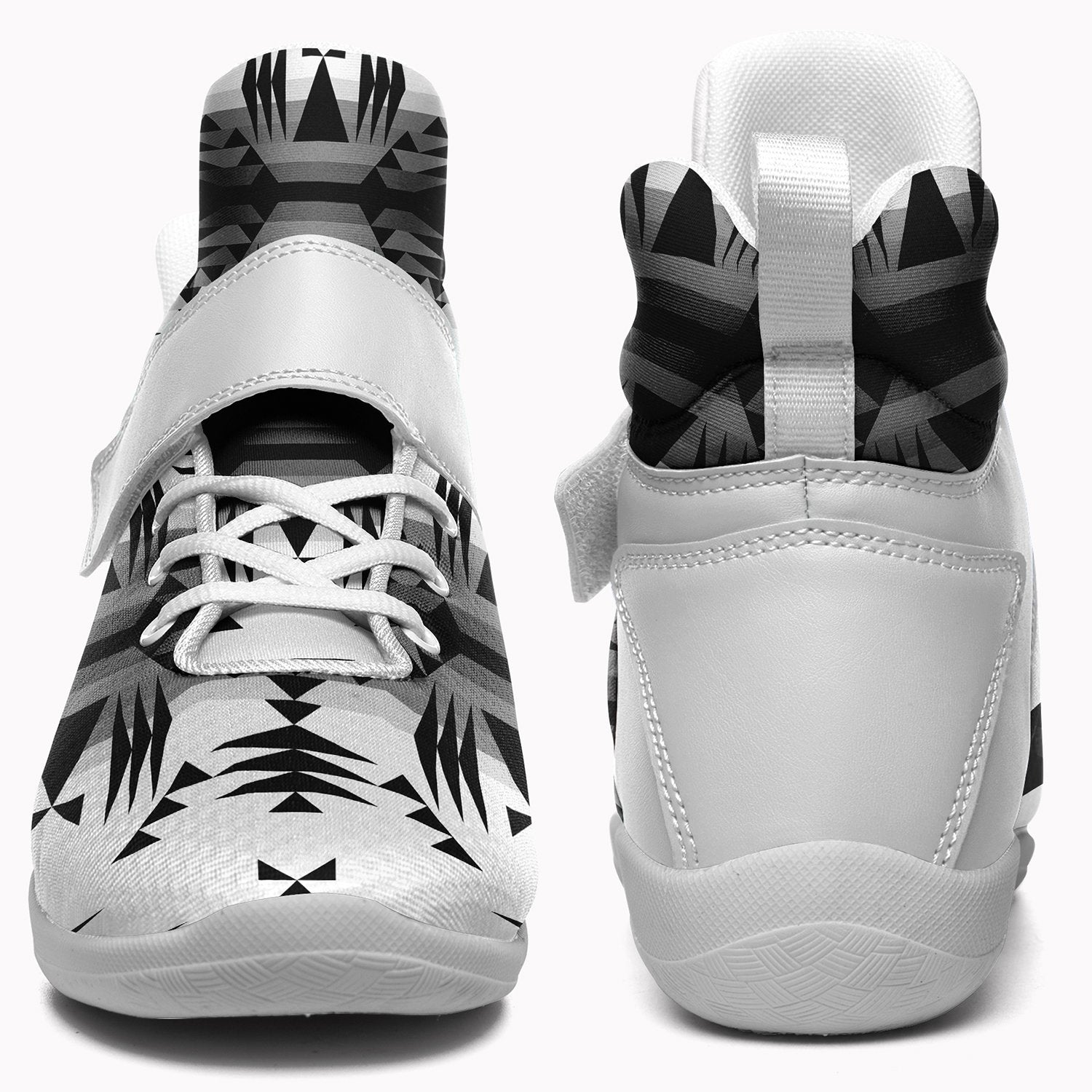 Between the Mountains White and Black Kid's Ipottaa Basketball / Sport High Top Shoes 49 Dzine