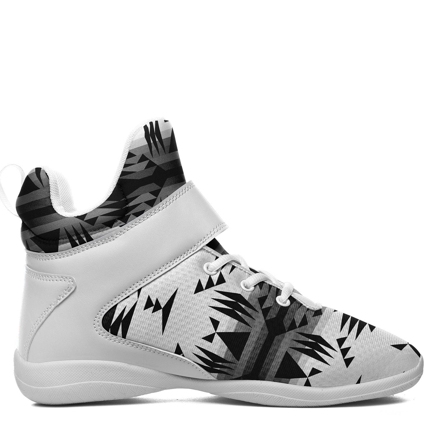 Between the Mountains White and Black Kid's Ipottaa Basketball / Sport High Top Shoes 49 Dzine