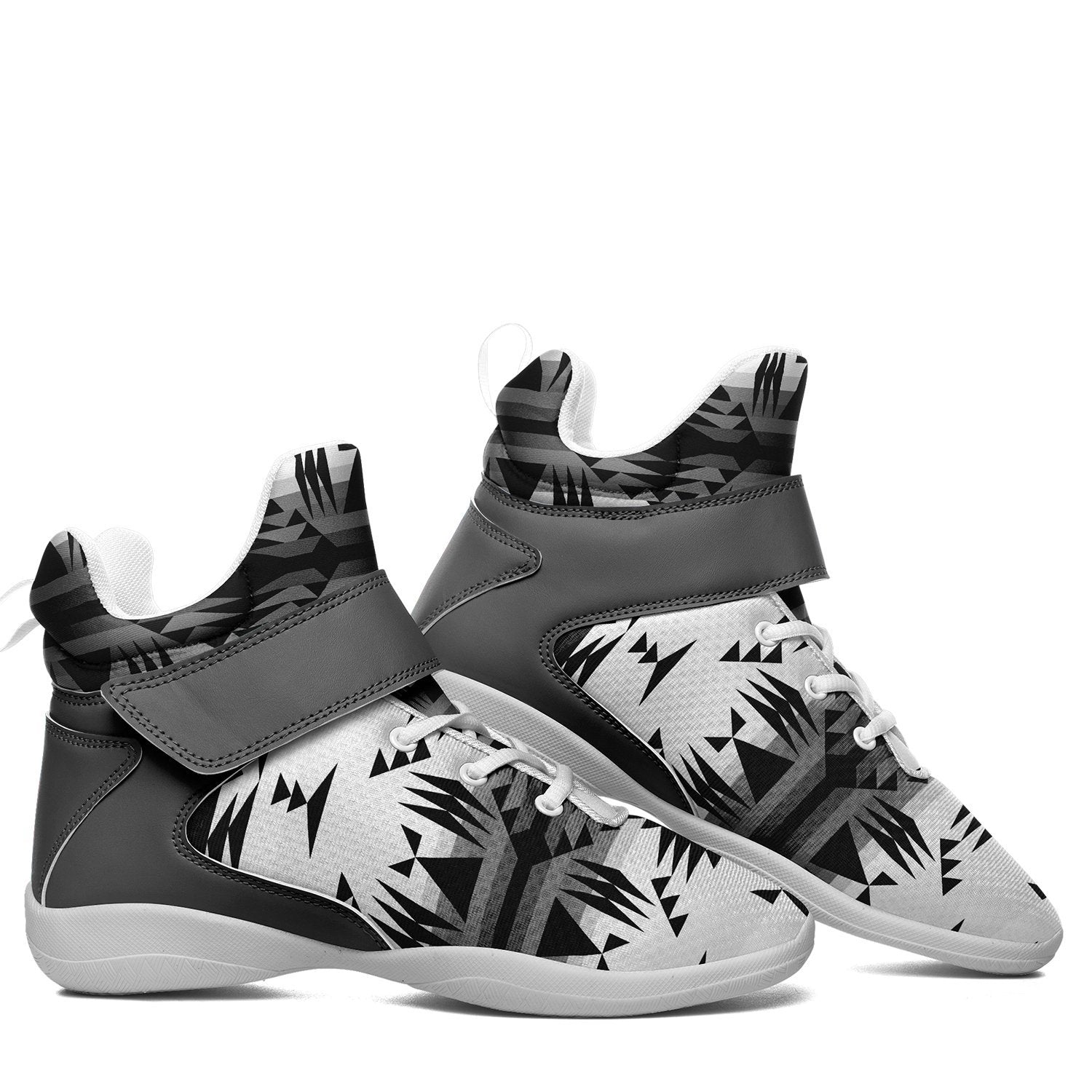 Between the Mountains White and Black Kid's Ipottaa Basketball / Sport High Top Shoes 49 Dzine
