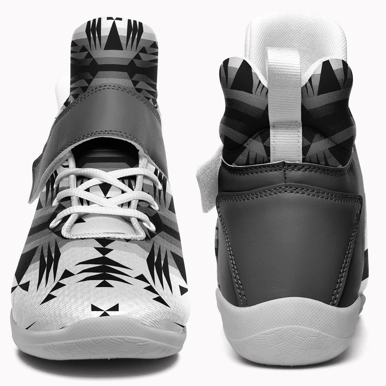 Between the Mountains White and Black Kid's Ipottaa Basketball / Sport High Top Shoes 49 Dzine