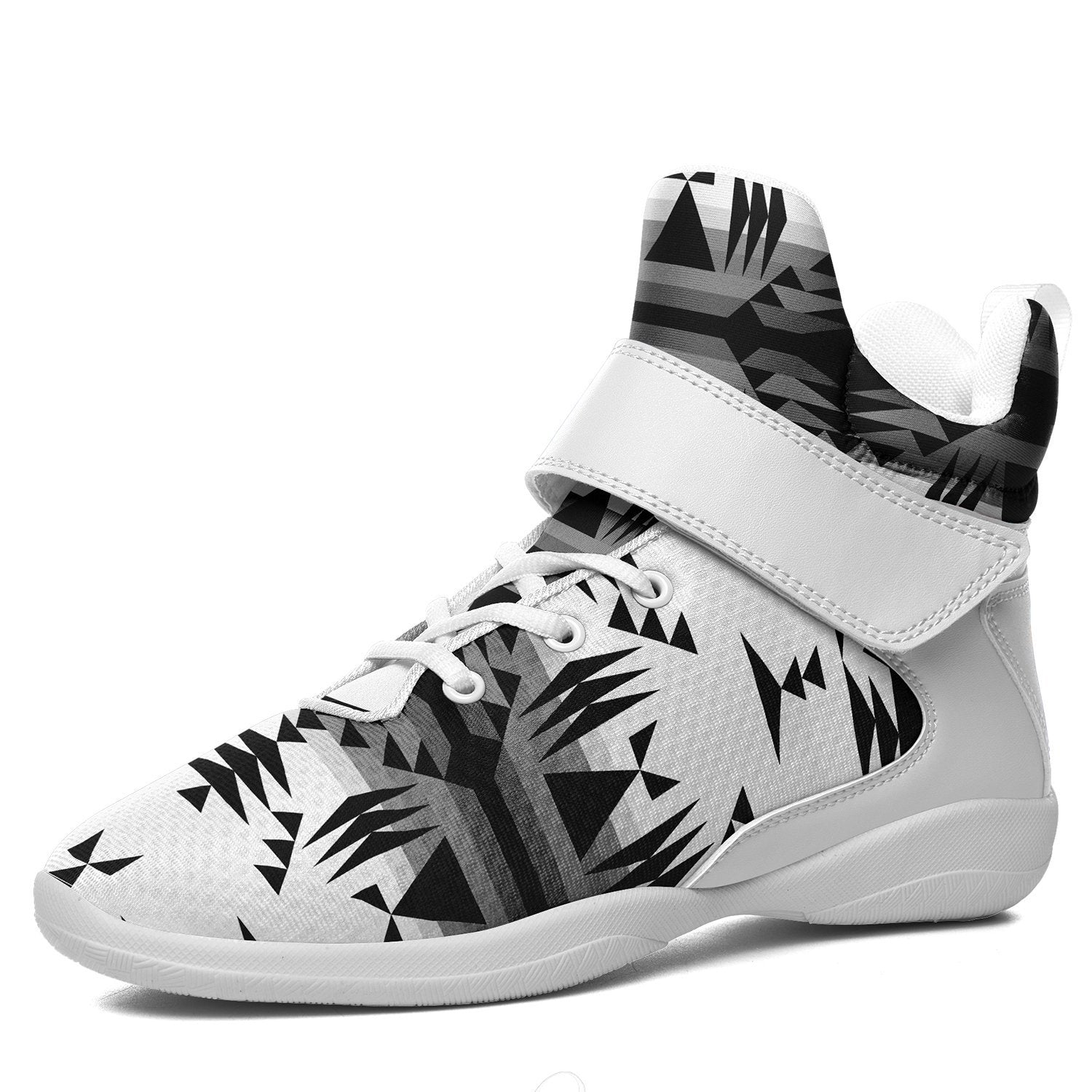 Between the Mountains White and Black Kid's Ipottaa Basketball / Sport High Top Shoes 49 Dzine US Child 12.5 / EUR 30 White Sole with White Strap
