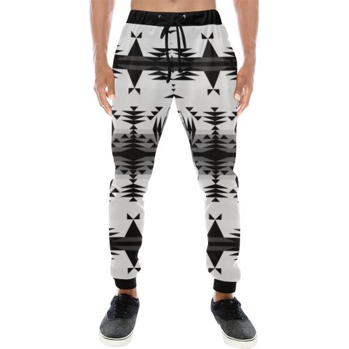 Between the Mountains White and Black Men's All Over Print Sweatpants (Model L11) Men's All Over Print Sweatpants (L11) e-joyer