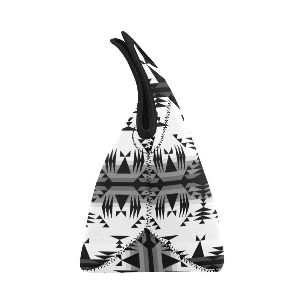 Between the Mountains White and Black Neoprene Lunch Bag/Small (Model 1669) Neoprene Lunch Bag/Small (1669) e-joyer