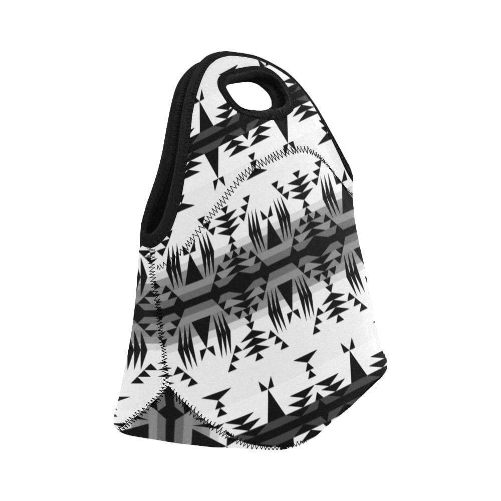 Between the Mountains White and Black Neoprene Lunch Bag/Small (Model 1669) Neoprene Lunch Bag/Small (1669) e-joyer
