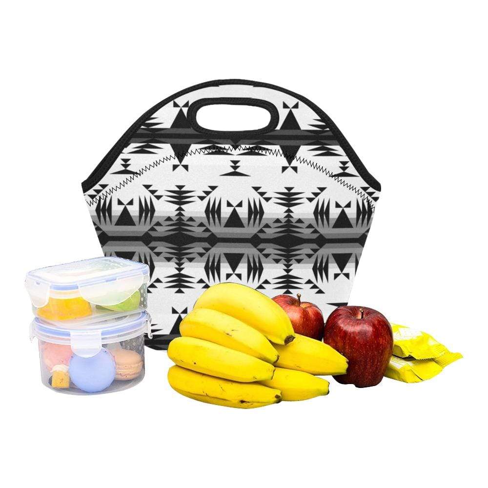Between the Mountains White and Black Neoprene Lunch Bag/Small (Model 1669) Neoprene Lunch Bag/Small (1669) e-joyer