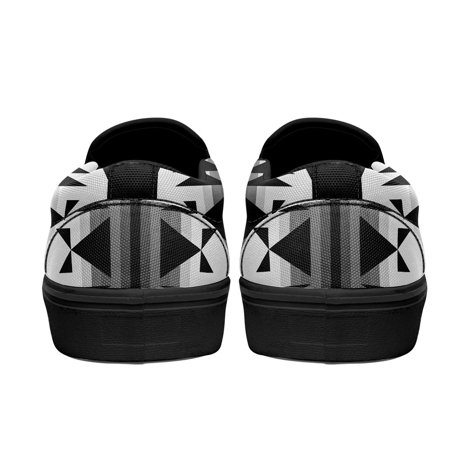 Between the Mountains White and Black Otoyimm Canvas Slip On Shoes 49 Dzine