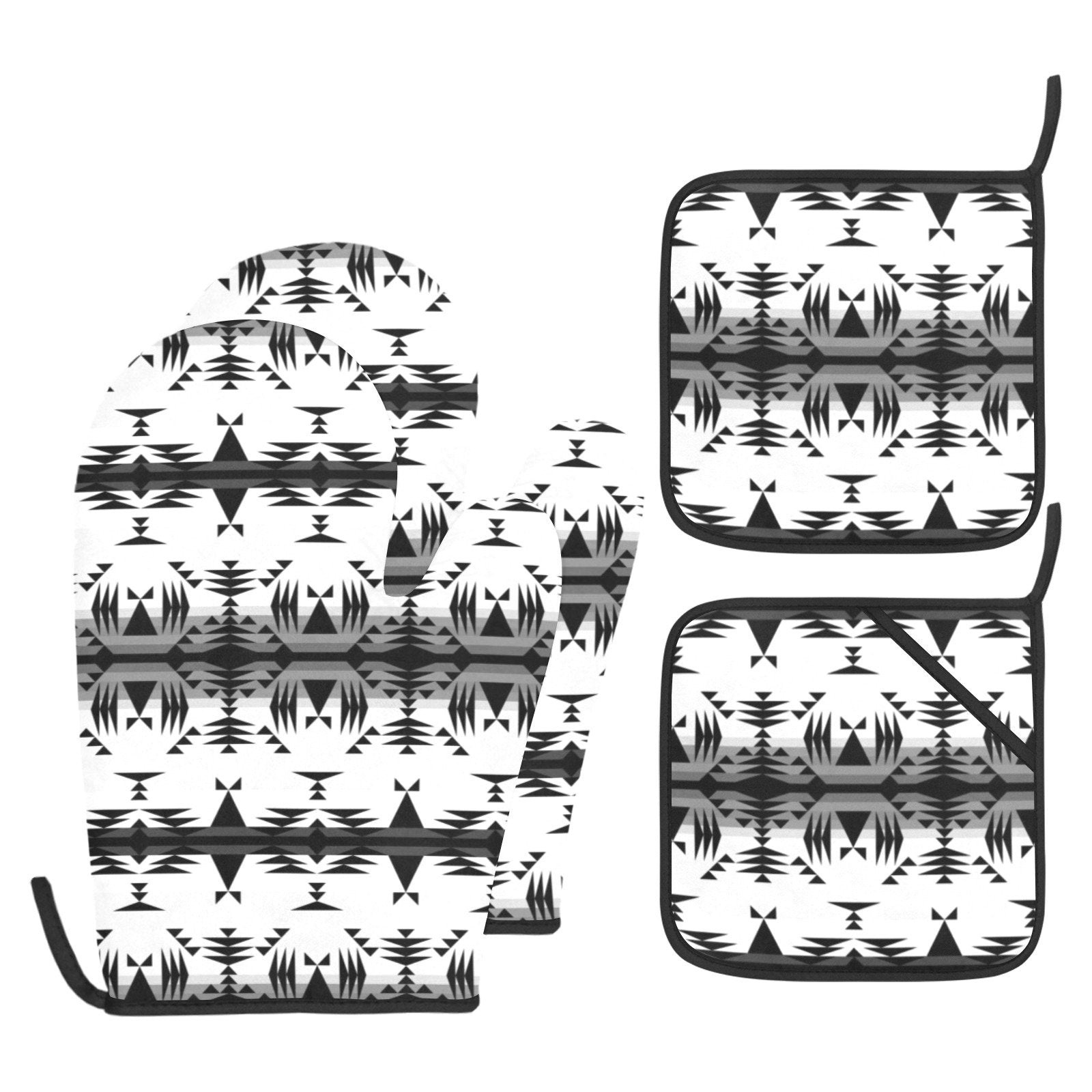 Between the Mountains White and Black Oven Mitt & Pot Holder Oven Mitt & Pot Holder e-joyer