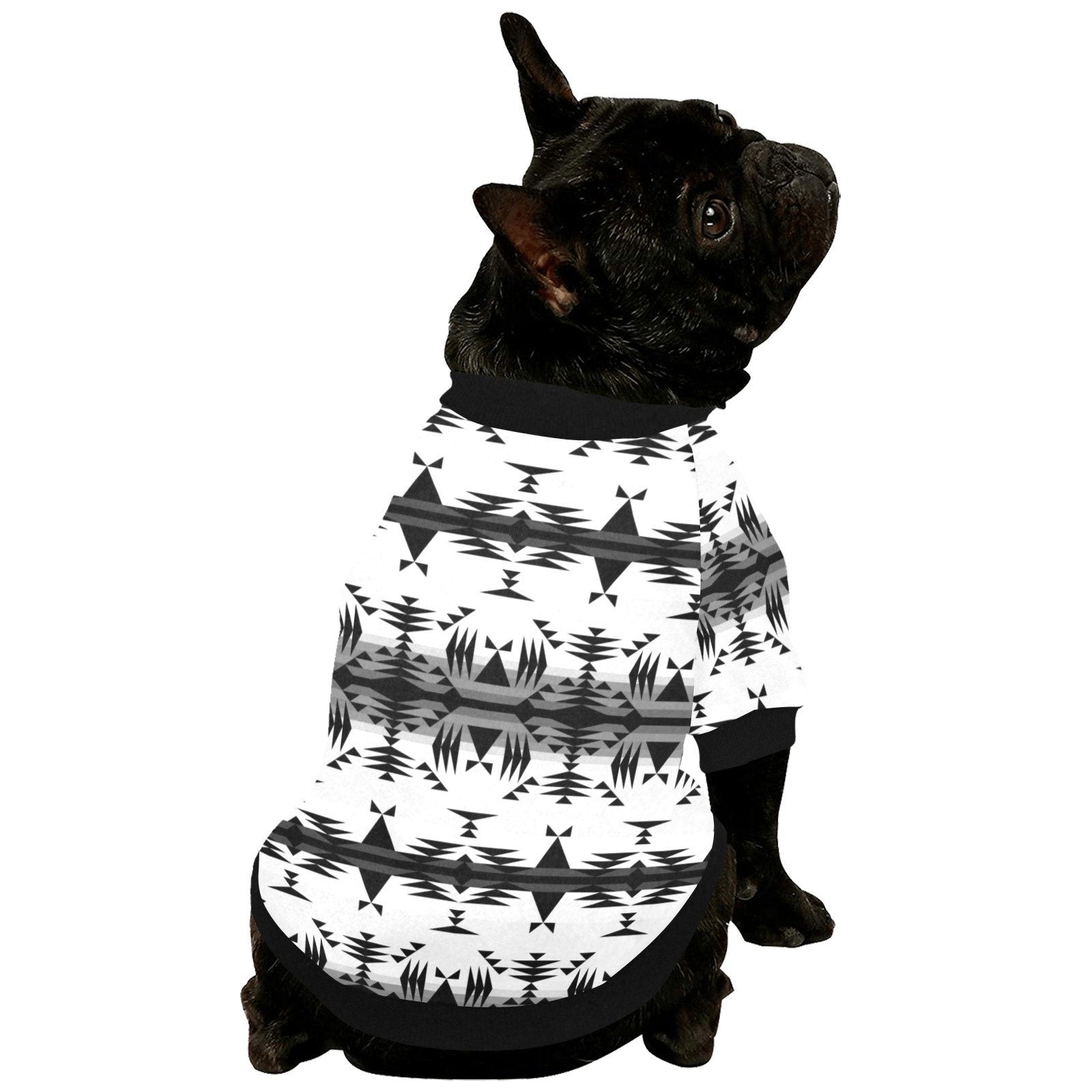 Between the Mountains White and Black Pet Dog Round Neck Shirt Pet Dog Round Neck Shirt e-joyer